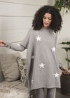 Lurex Star Oversized Jumper, Grey, large