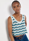 Chevron Crochet Crop Top, Aqua - Turquoise, large