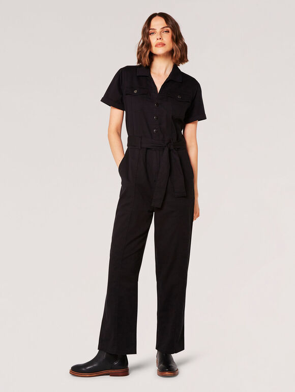 Utility Cotton Blend Boiler Suit, Black, large