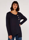 Button Long Sleeve Top, Navy, large