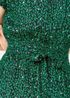 Midikleid mit Blattmuster und Binderücken, Grün, Größe L