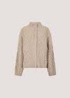 Chunky Cable Knit Cardigan, Stone, large