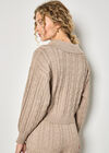 Twisted Cable Knit Crop Jumper, Stone, large
