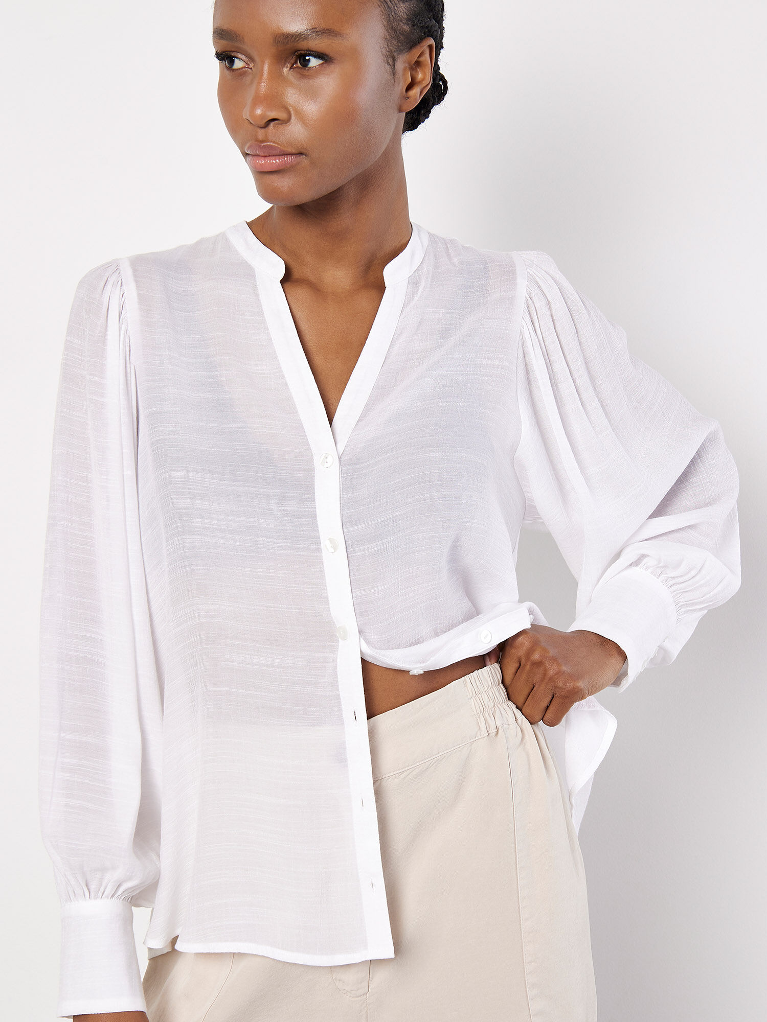 Chemise En Tissu Flamme A Col Grand Pere Vetements Apricot