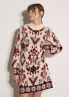 Folk Floral Mini Jumper Dress, Stone, large