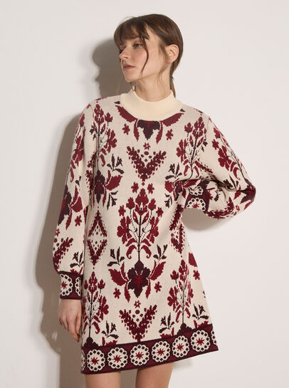 Folk Floral Mini Jumper Dress