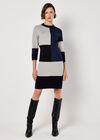 Colour Block Bodycon Mini Dress, Navy, large