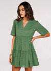 Broderie Anglaise Mini Dress, Khaki, large
