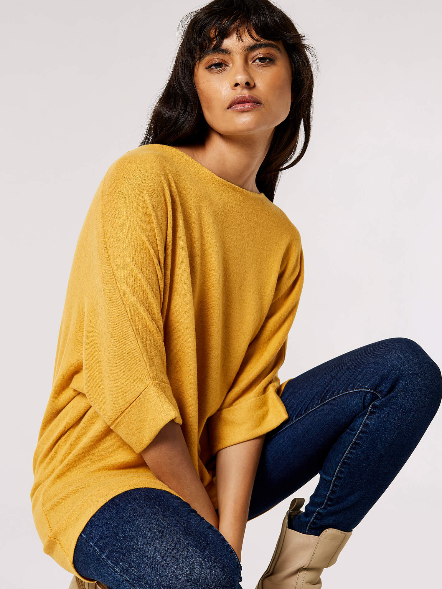Soft Touch Batwing Top Apricot Clothing