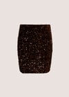 Velvet Sequin Bodycon Mini Skirt, Brown, large