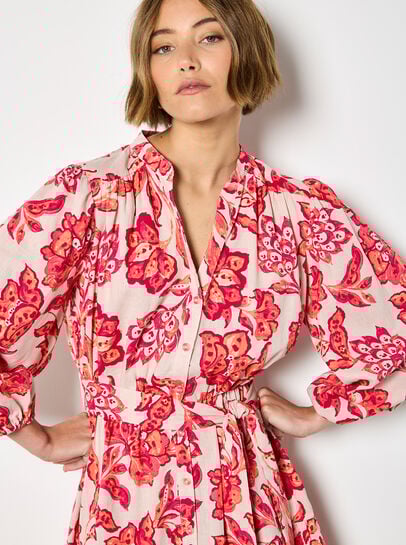 Painterly Sarasa Floral Mini Dress