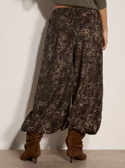 Leopard Print Wide-Leg Woven Trousers