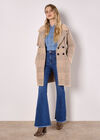 Heritage Check Fluffy Knit Coat, Stone, large