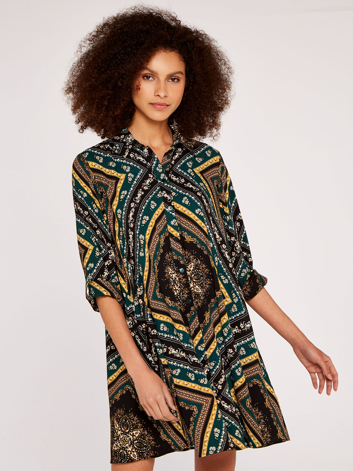 Scarf print store shirt dress