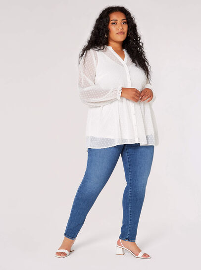 Curve Dobby Tiered Blouse