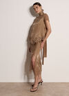 Lace Insert Satin Scarf Top, Gold, large