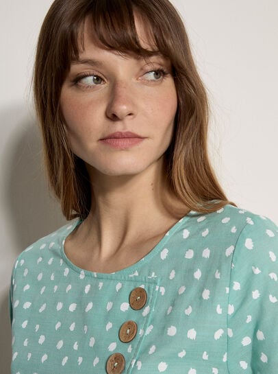 Irregular Spot Asymmetric Wrap Top