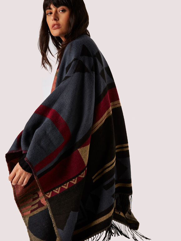 Geometric Knit Blanket Scarf, Assorted, large