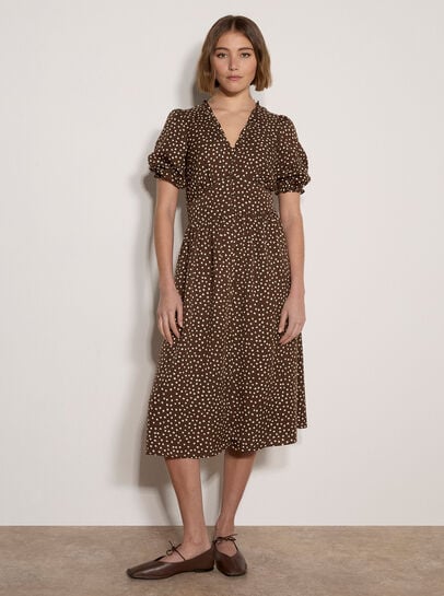 Polka Dot Ruffle Midi Dress