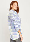 Stripe Batwing Oversized Shirt, Blue, large