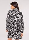 Cheetah Mock Neck Mini Dress, Grey, large