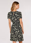 Floral Smock Waist Dress, Black, large