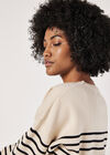 Stripe Rib Knit Longline Jumper, Stone, large