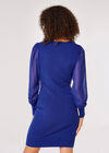 Mini-robe tricotée moulante, Bleu, grand