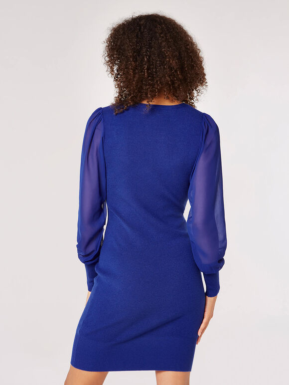 Mini-robe tricotée moulante, Bleu, grand