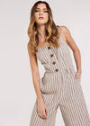Striped Button Detailed Jumpsuit, Stone, large