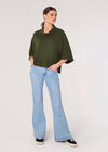 Oversized Cowl Neck Knitted Top, Green, large