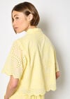 Scalloped Broderie Cropped Shirt, Yellow, large