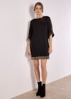 Kimono Sleeve Sequin Dress, Black, large