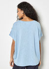Button Detail Knitted T-Shirt, Blue, large