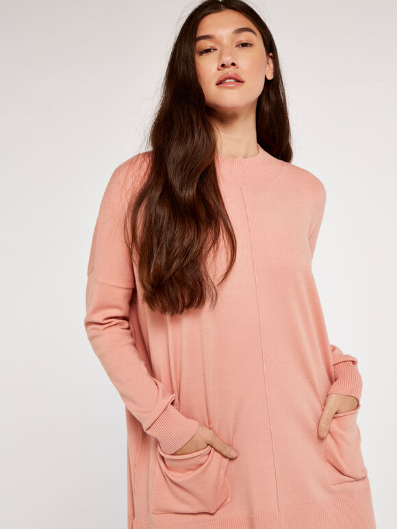 Soft Oversized Pocket Jumper, Pink, large