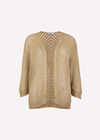 Gold Shimmer Open Knit Cardigan, Mustard, large