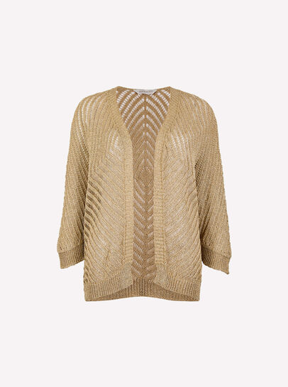 Gold Shimmer Open Knit Cardigan
