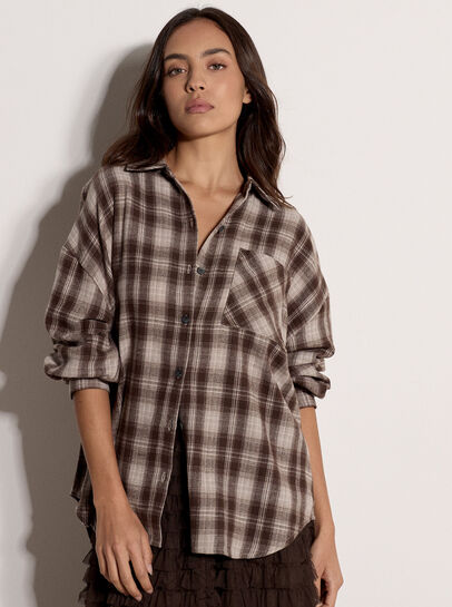 Check Print Oversized Shirt