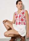 Crochet Squares Vest Top, Red, large