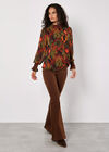 Ikat Print Chiffon Blouse, Khaki, large
