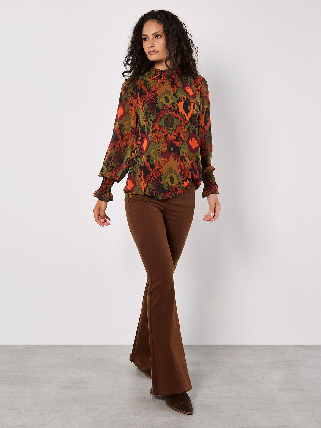 Ikat Print Chiffon Blouse