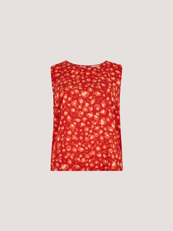 Tie Back Leopard Print Top, Red, large