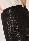 Sequin Sparkle Midi Skirt, Black, large