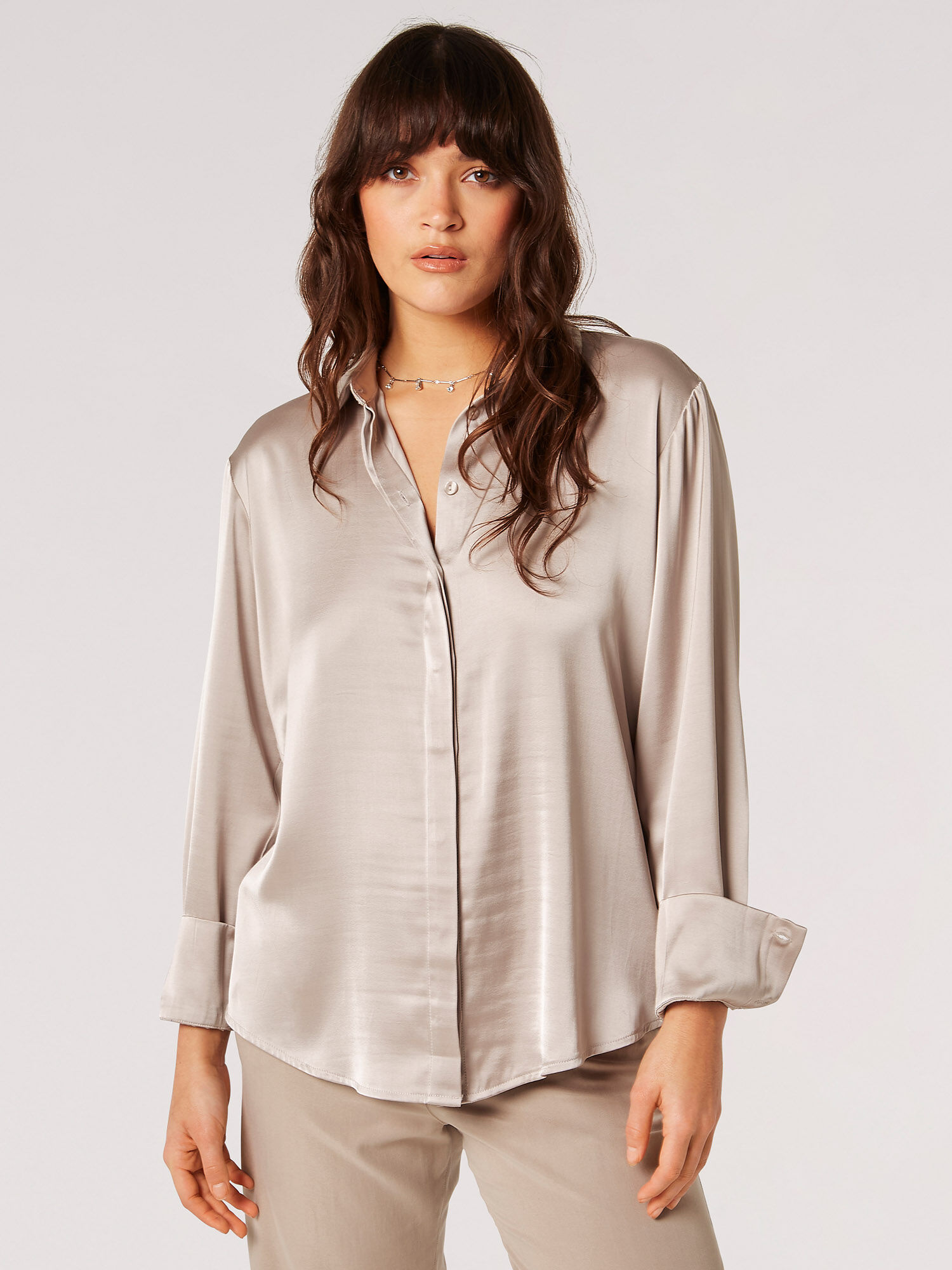 Chemise Oversize En Satin Vetements Apricot