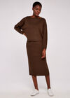 Vertical Rib Slash Neck Jumper, Brown, large