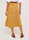 Ditsy Belted Midi Skirt, Yellow, large