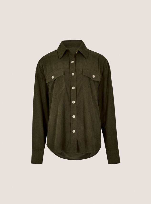 Oversized Cord Shirt, Khaki, large