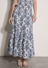 Folk Ikat Print Tiered Maxi Skirt
, Cream, large