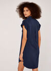 Sleeveless Shirt Mini Dress, Navy, large