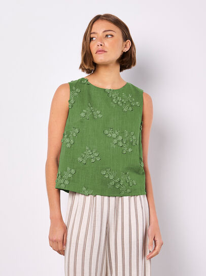 Floral Embroidered Shell Top